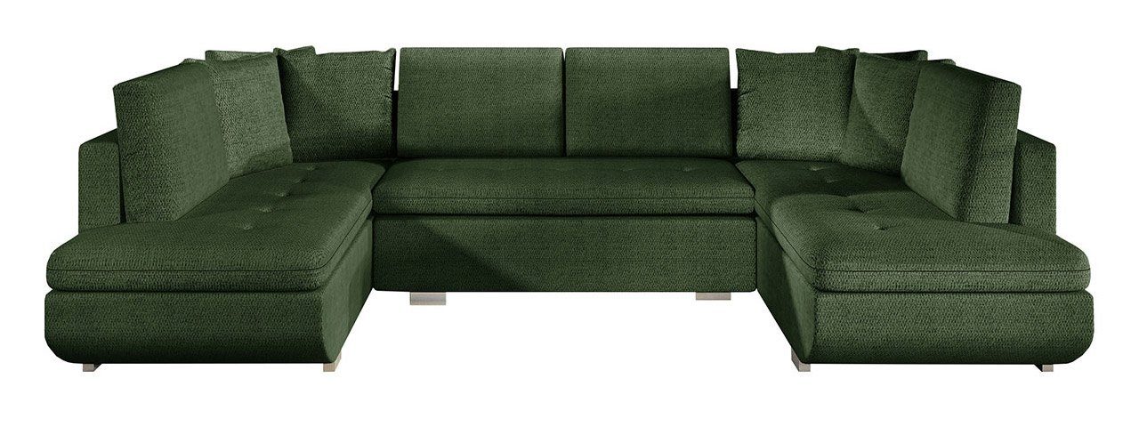 MKS MÖBEL Ecksofa TARGEN U, Grün Malmo das Malmo Wohnzimmer, Sitzfläche modernen Grün im für gesteppter Stil 