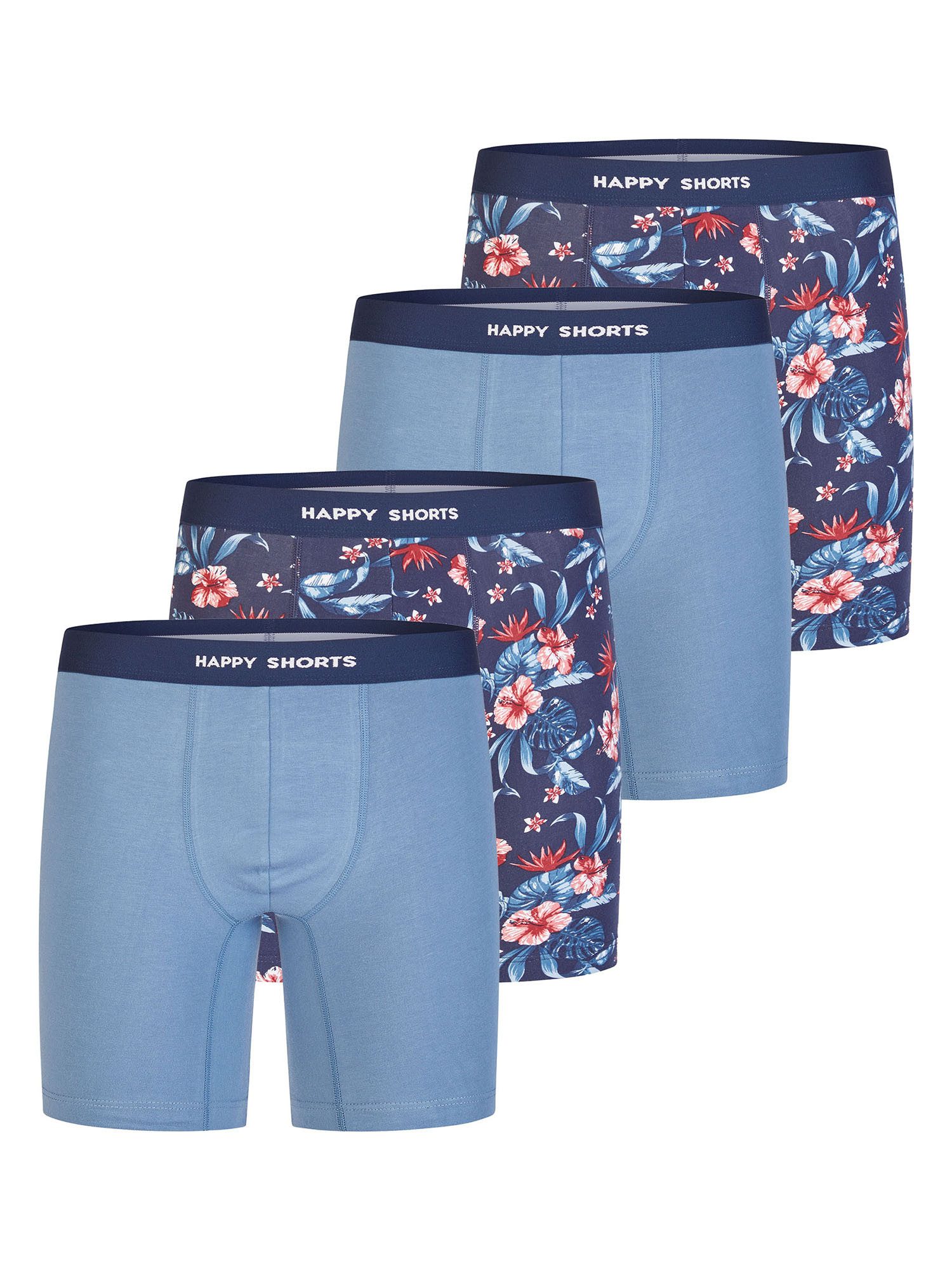 HAPPY SHORTS Boxer Jersey Long (4-St) Boxershorts, Herren Unterhose