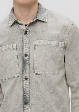 QS Langarmhemd Denim-Hemd mit Brusttaschen Waschung