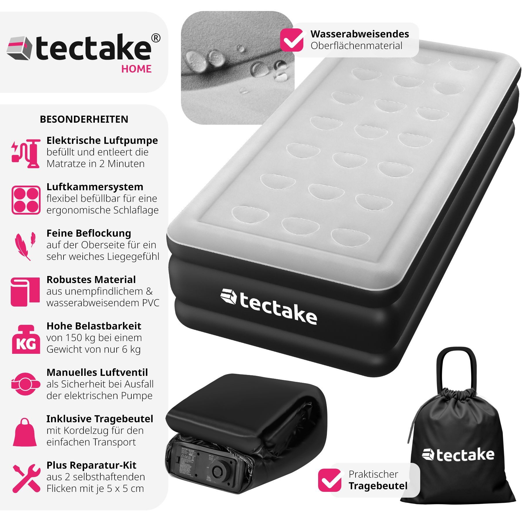tectake Luftbett Aufblasbare Matratze, (für 1 günstig online kaufen