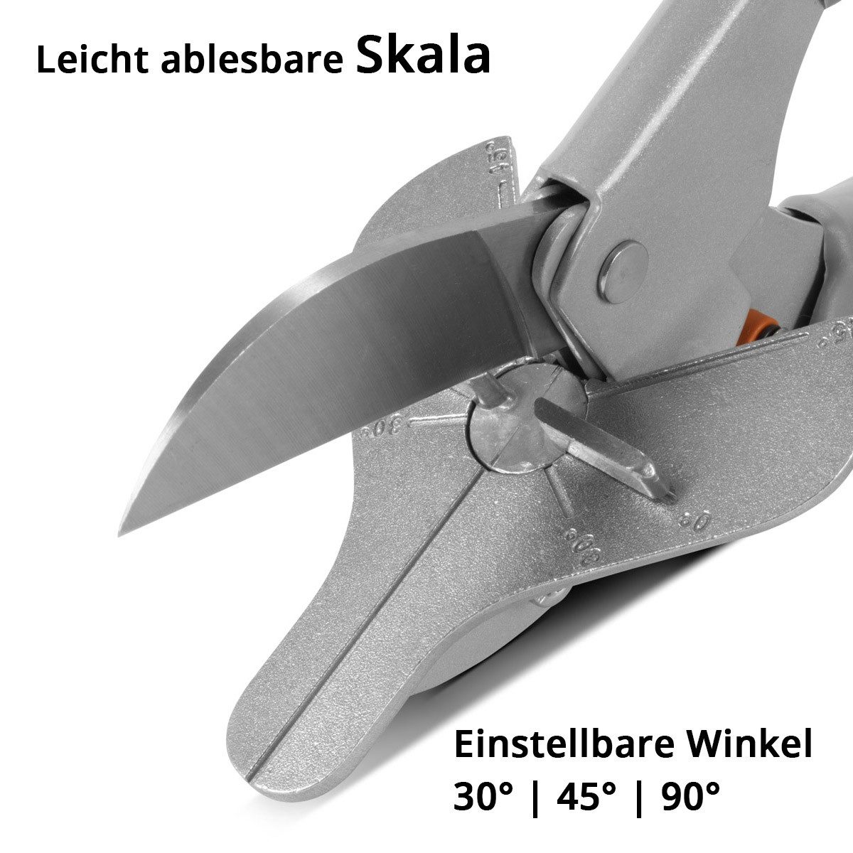 STAHLWERK Gehrungsschere Gehrungsschneider Einstellbare Winkel 30°, 45°, 90°