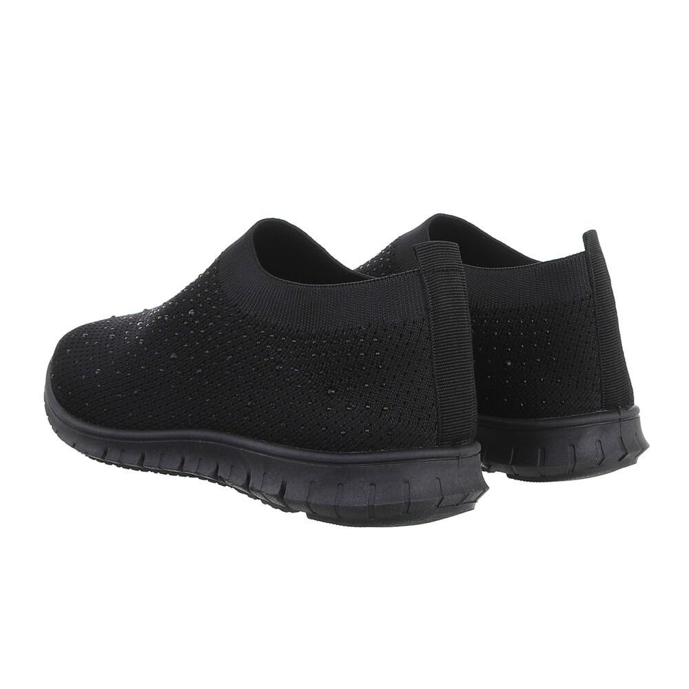 Ital-Design Damen Low-Top Freizeit Sneaker Flach Sneakers Low in Schwarz