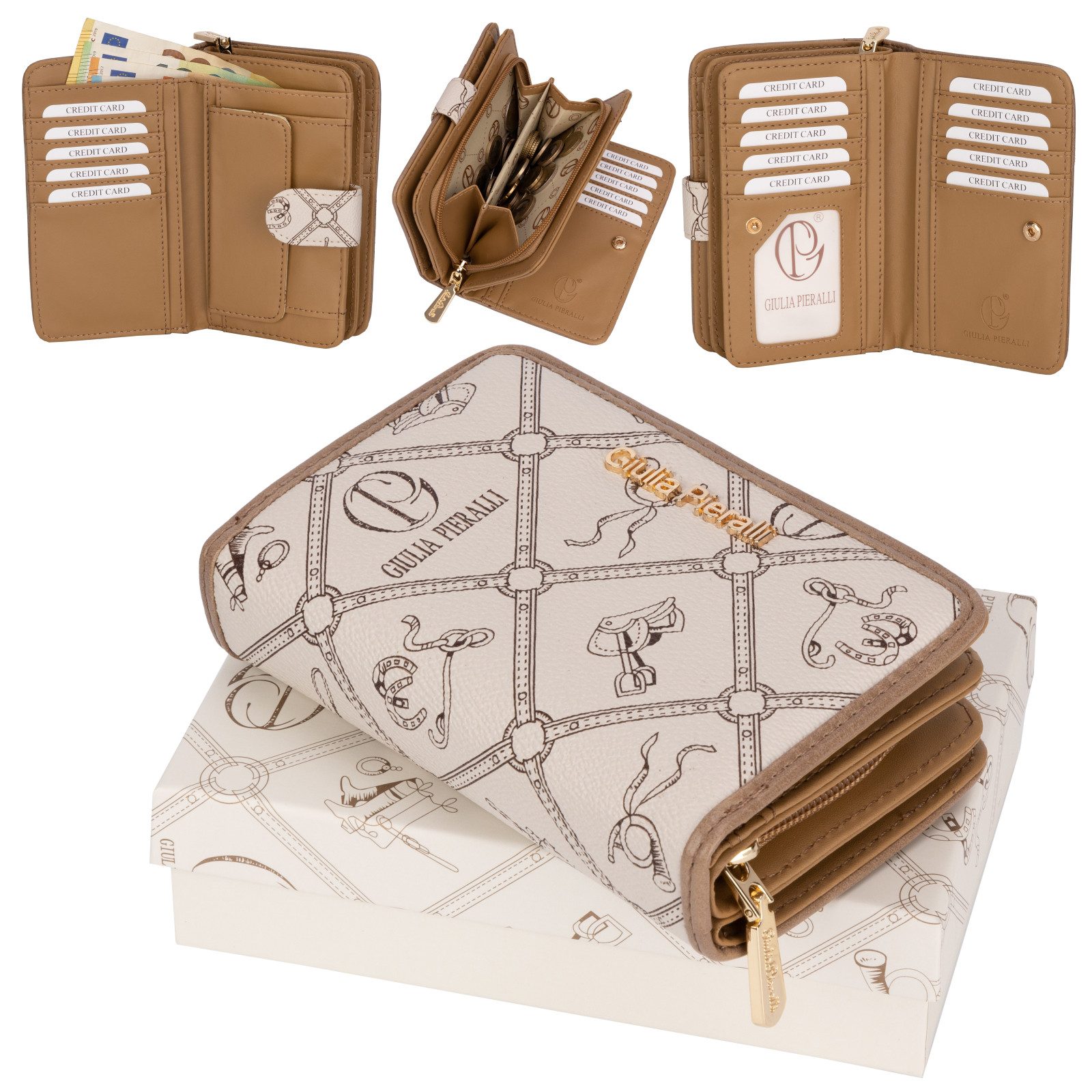 Giulia Pieralli Geldbörse Giulia Pieralli Damen Geldbörse Geldbeutel Brieftasche Portmonee XXL, Damen Geldbörse klappbar mit Reißverschluss Portemonnaie Geldbeutel