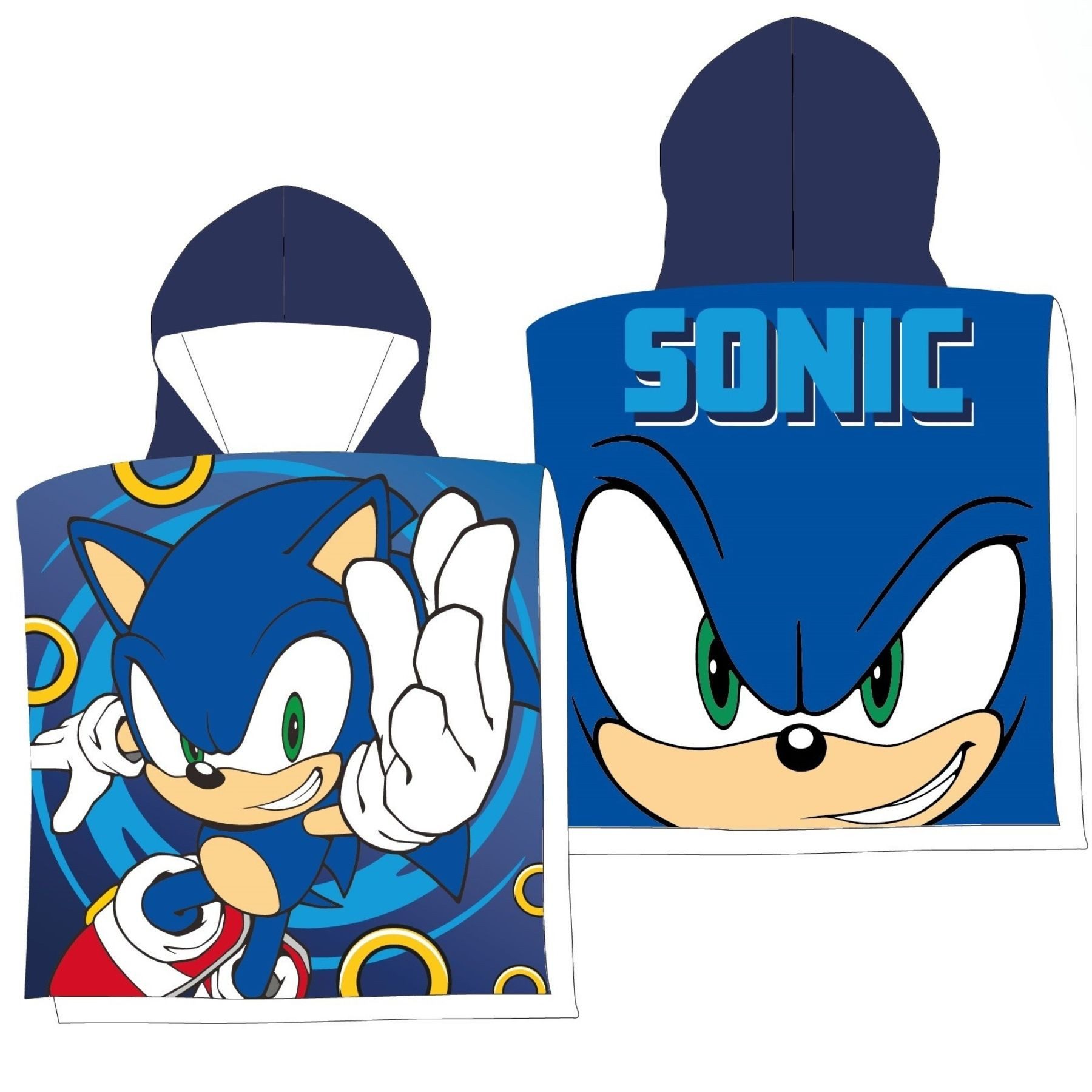 Sonic The Hedgehog Badeponcho Kinder-Poncho 100 x 50 cm – Mikrofaser Handtuchponcho