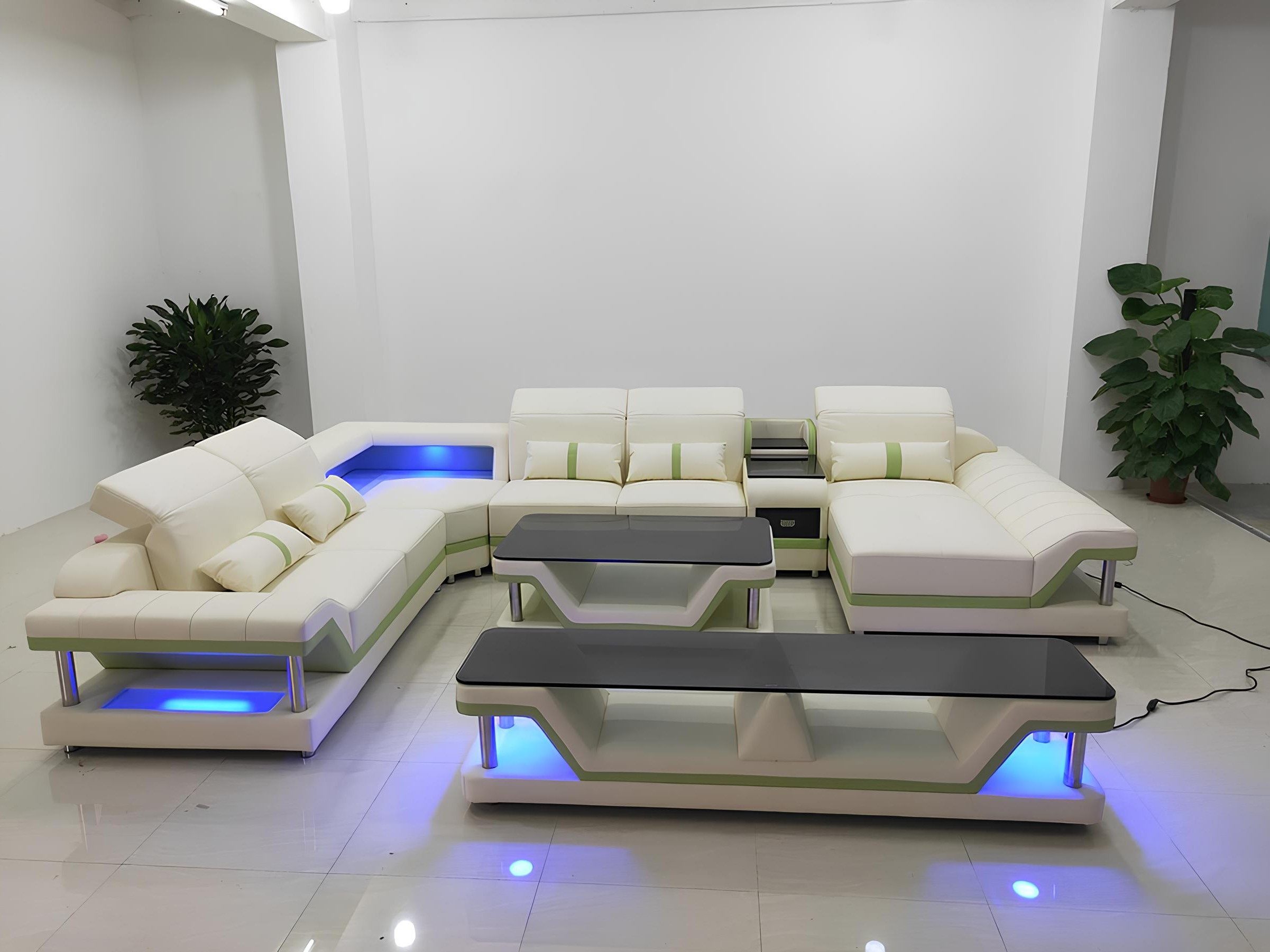 JVmoebel Wohnlandschaft Ecksofa in Weiß aus Leder mit passendem Couchtisch, Made in Europa