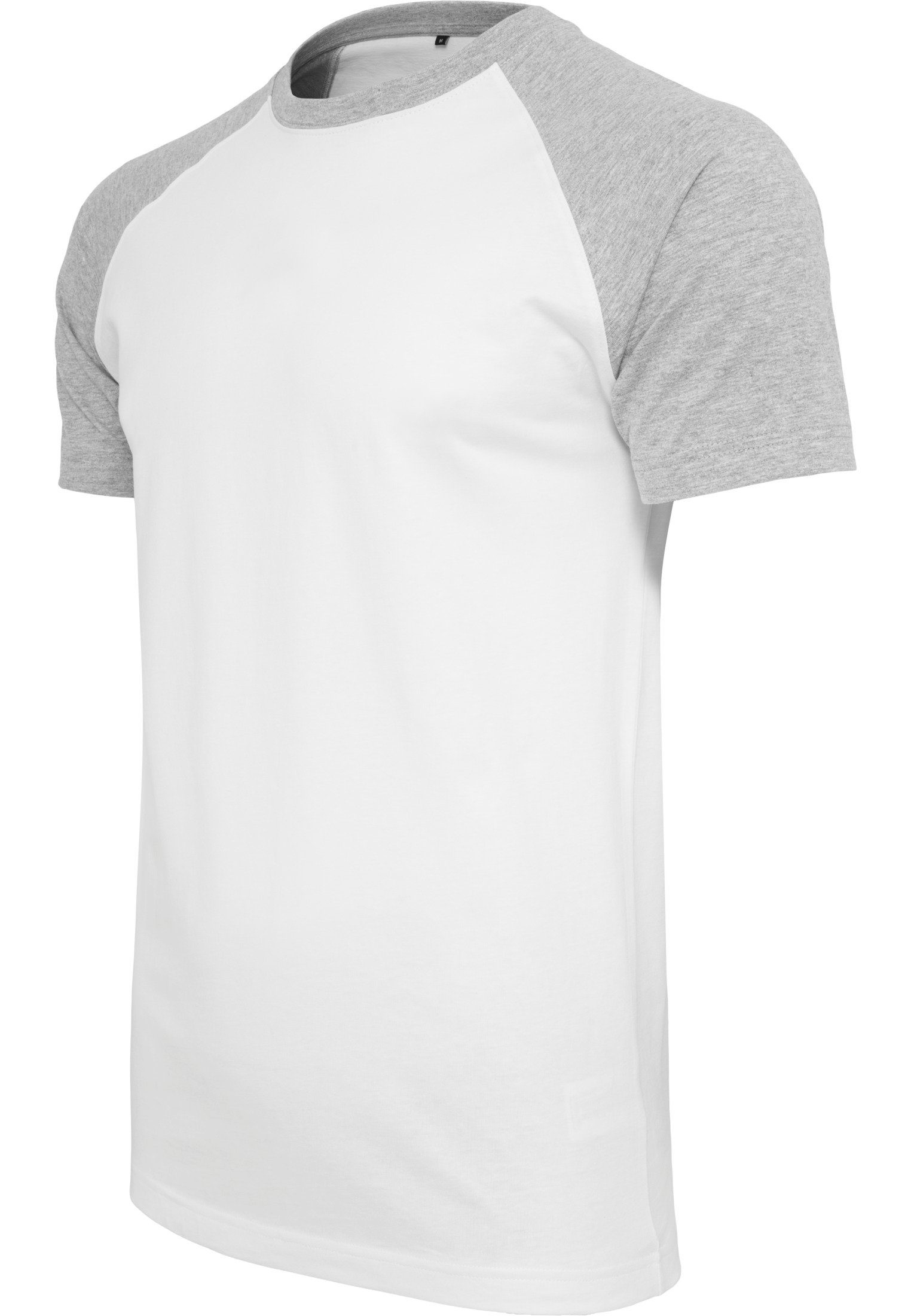 mit T-Shirt lässigen Herren weiß-grau Reslad Fit (1-tlg) Raglan-Ärmel T-Shirt Reslad Regular Rundhals-Ausch Rundhalsshirt Raglan-Ärmel
