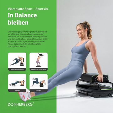 Donnerberg Vibrationsplatte Sport MP-999 SET, 500,00 W, 32 Intensitätsstufen, (2 tlg), 3 Vibrationsarten + Zubehör für Ganzkörpertraining + Sitz