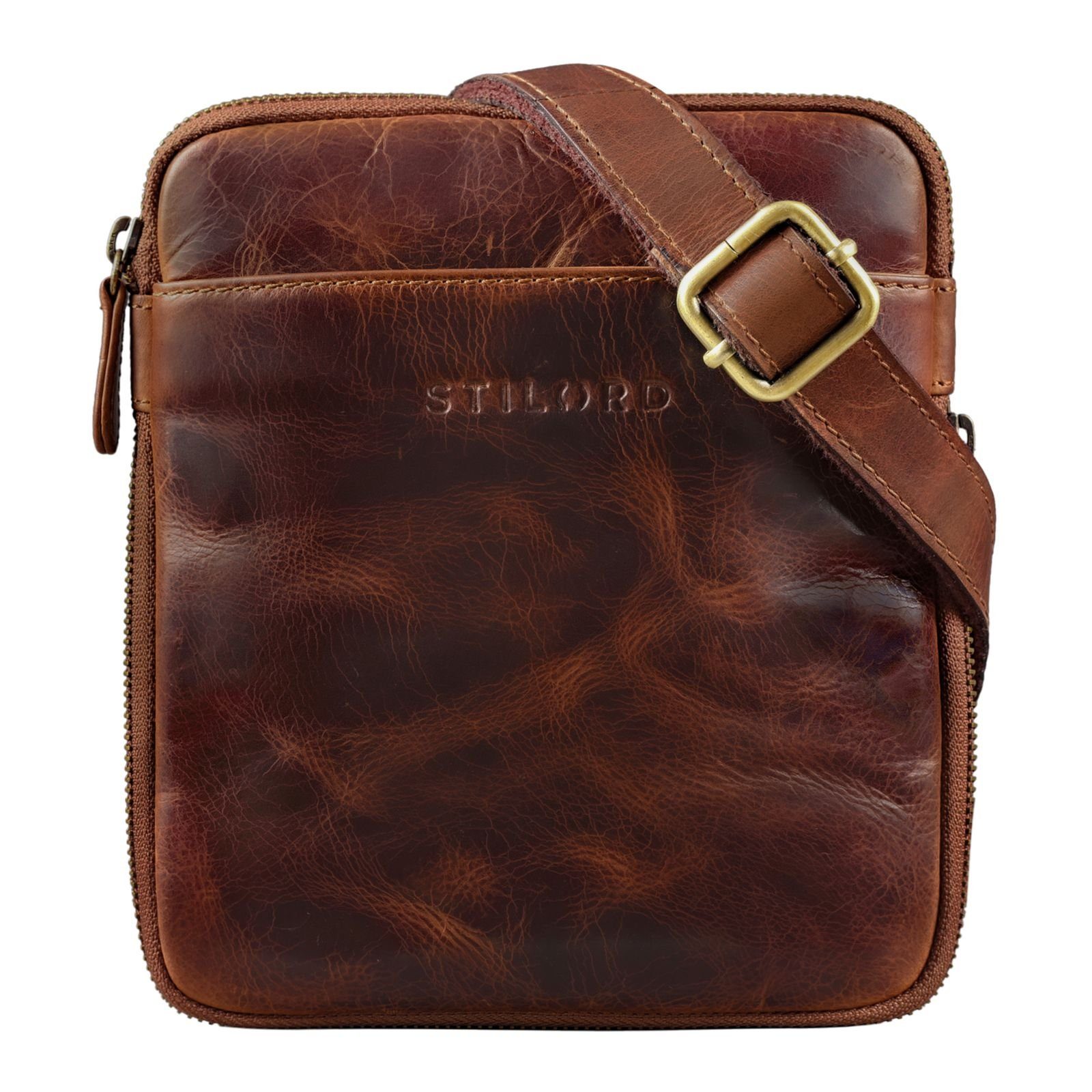STILORD Schultertasche "Carson" Kleine Herren Leder Tasche