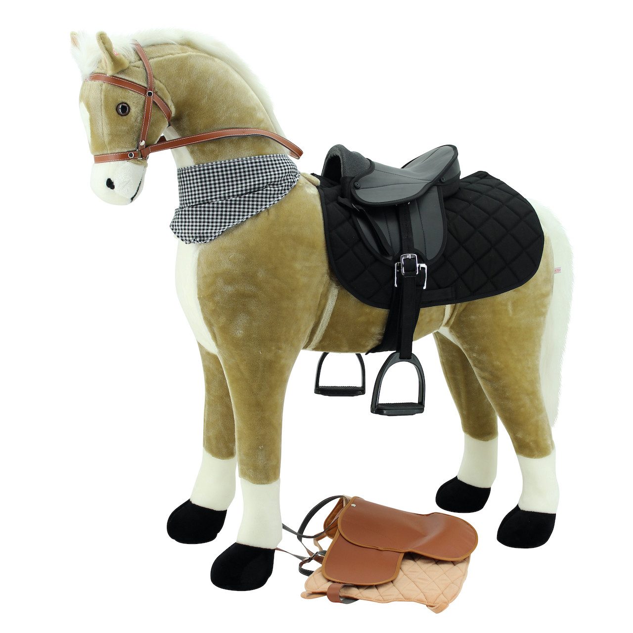 Sweety-Toys Stehpferd Sweety Toys XXL Stehpferd Goldie 120 cm beige & 2 Soundfunktionen