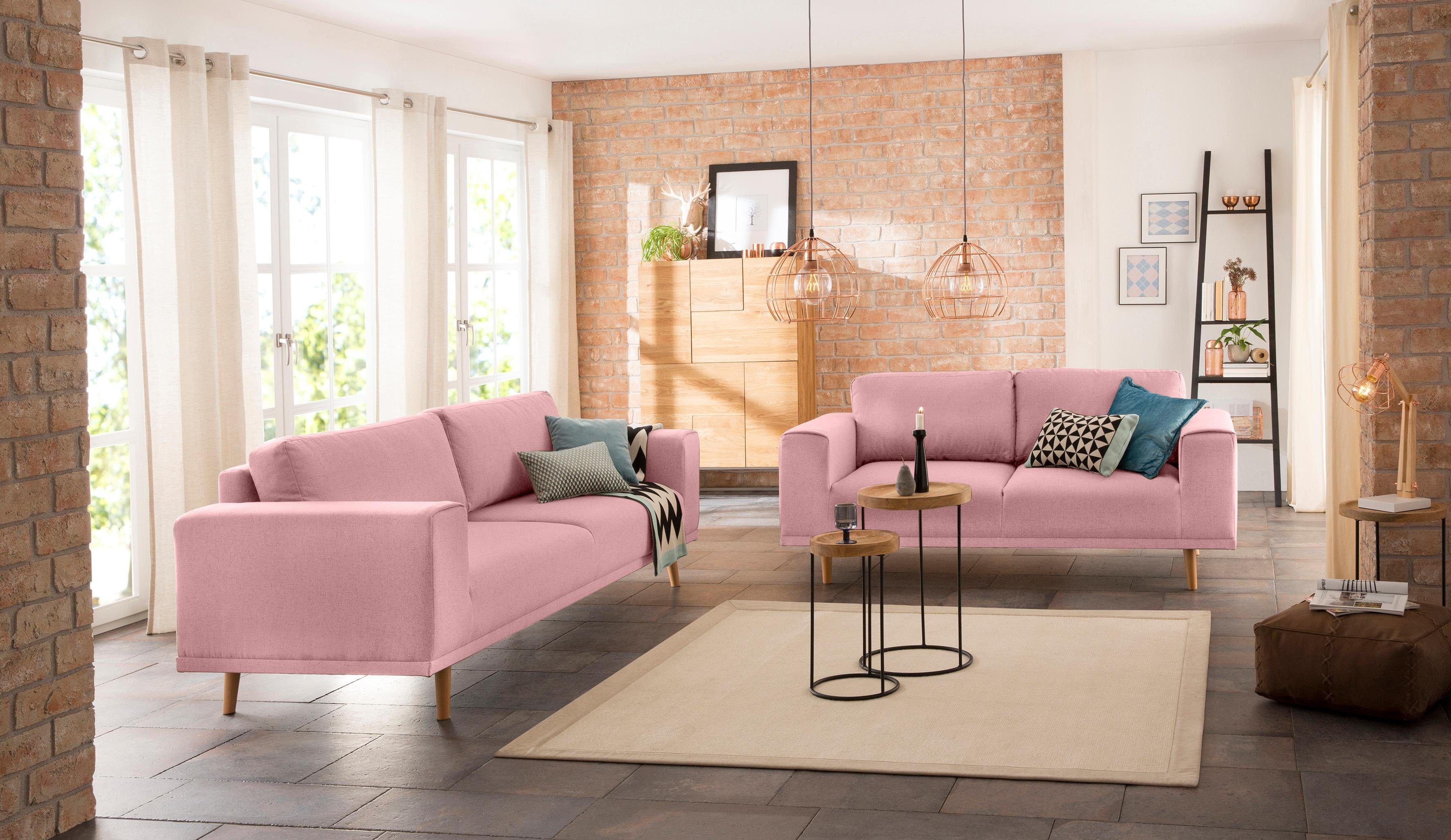 Home affaire 3-Sitzer Lasse, im scandinavischem Stil mit Holzfüßen