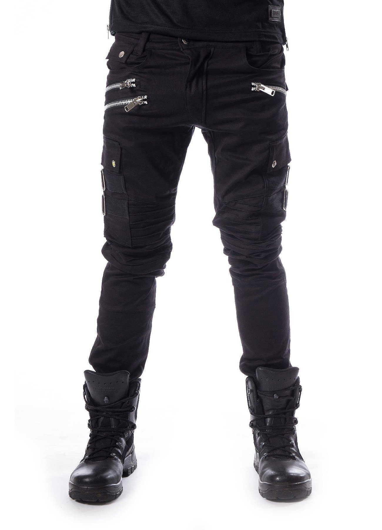 Chemical Black Stoffhose Anders Industrial Cyber Goth Trousers