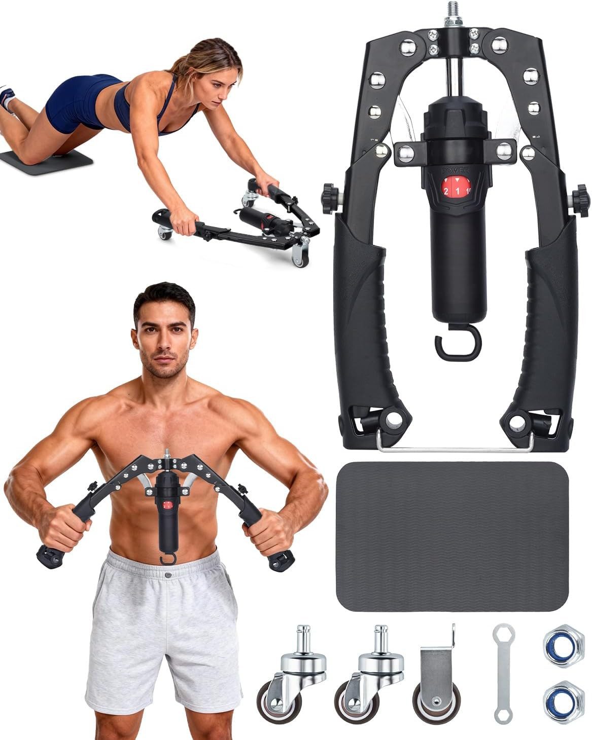 OYLCDI Handmuskeltrainer Hydraulischer Armtrainer 10–200 kg (stufenlos verstellbarer Brusttrainer aus Carbonstahl, für Brust, Arme, Schultern & Rücken)