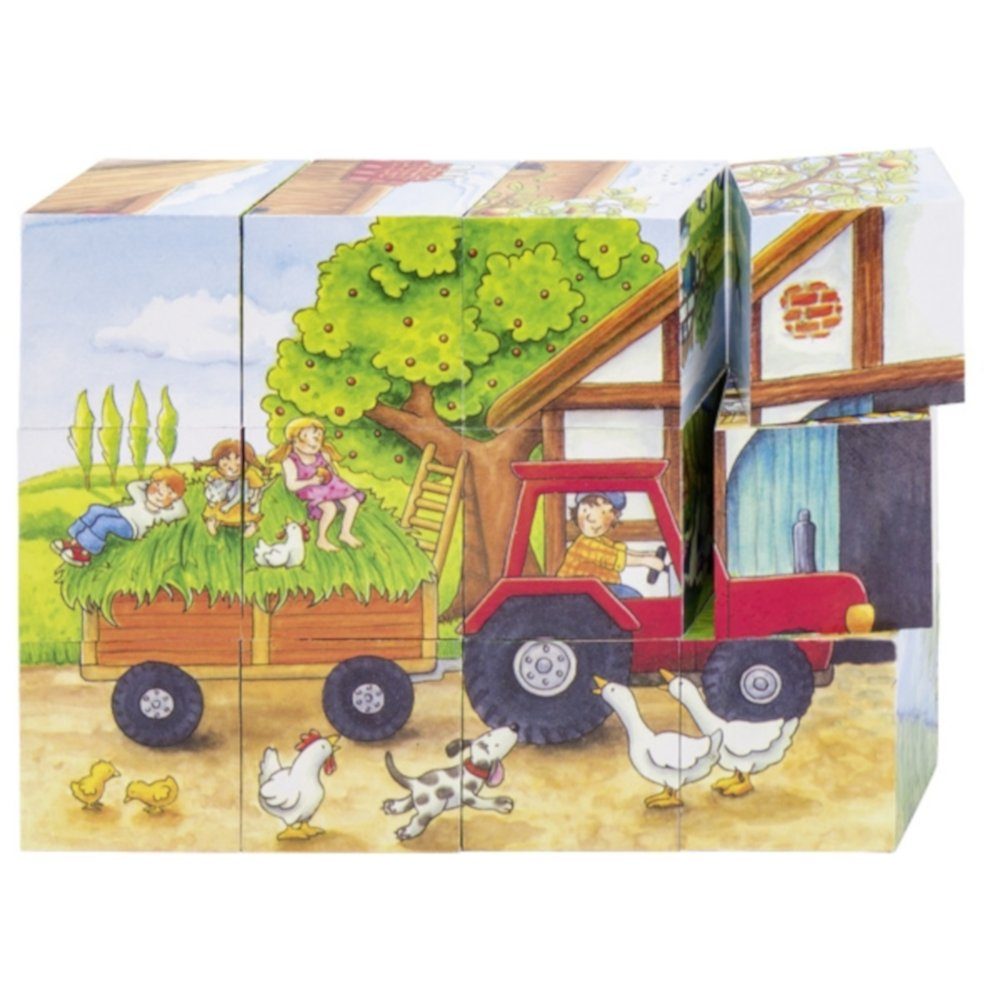 Gollnest & Kiesel goki Würfelpuzzle Würfelpuzzle Jahreszeiten auf dem Bauernhof 57839, 12 Puzzleteile, Anzahl der Motive: 6