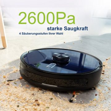 Kyvol Saugroboter Nass-Trocken-Saugroboter mit Wischfunktion 360° LDS Laser Navigation, Smart App/ Alexa/ Google Assistant, Intelligent Selbstaufladung