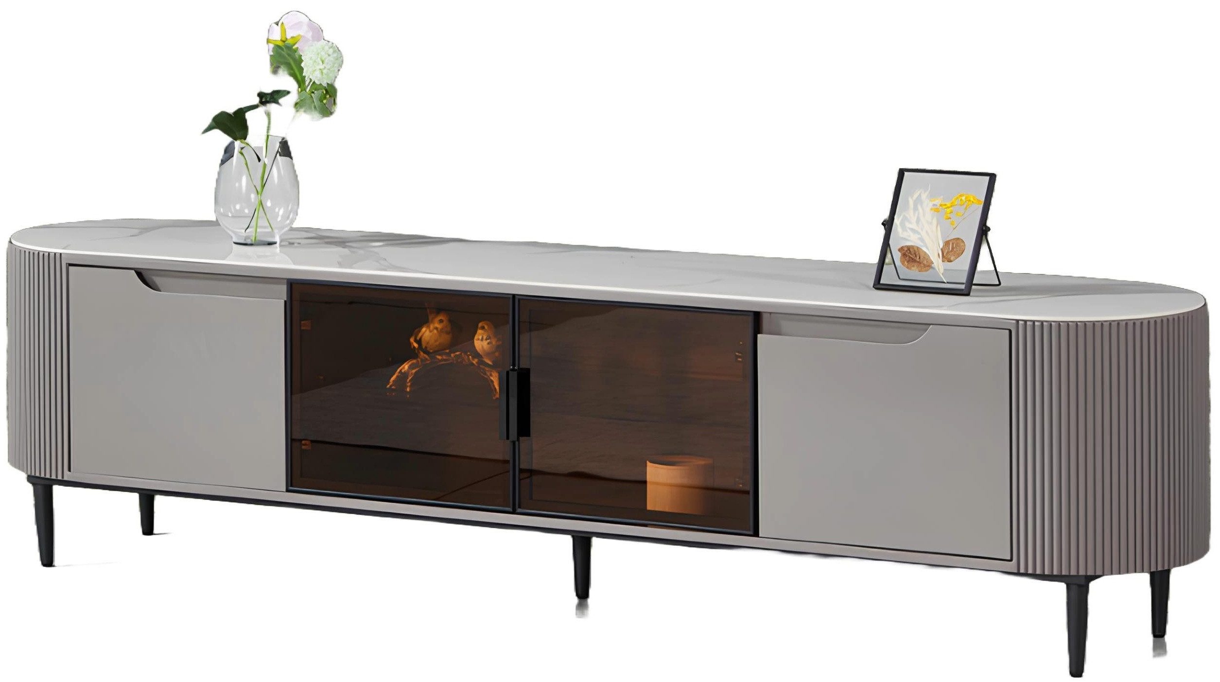 Xlmoebel TV-Schrank tv Möbel aus Holz in Grau für luxuriöse Wohnzimmergestaltung (RTV Lowboard) Hergestellt in Europa