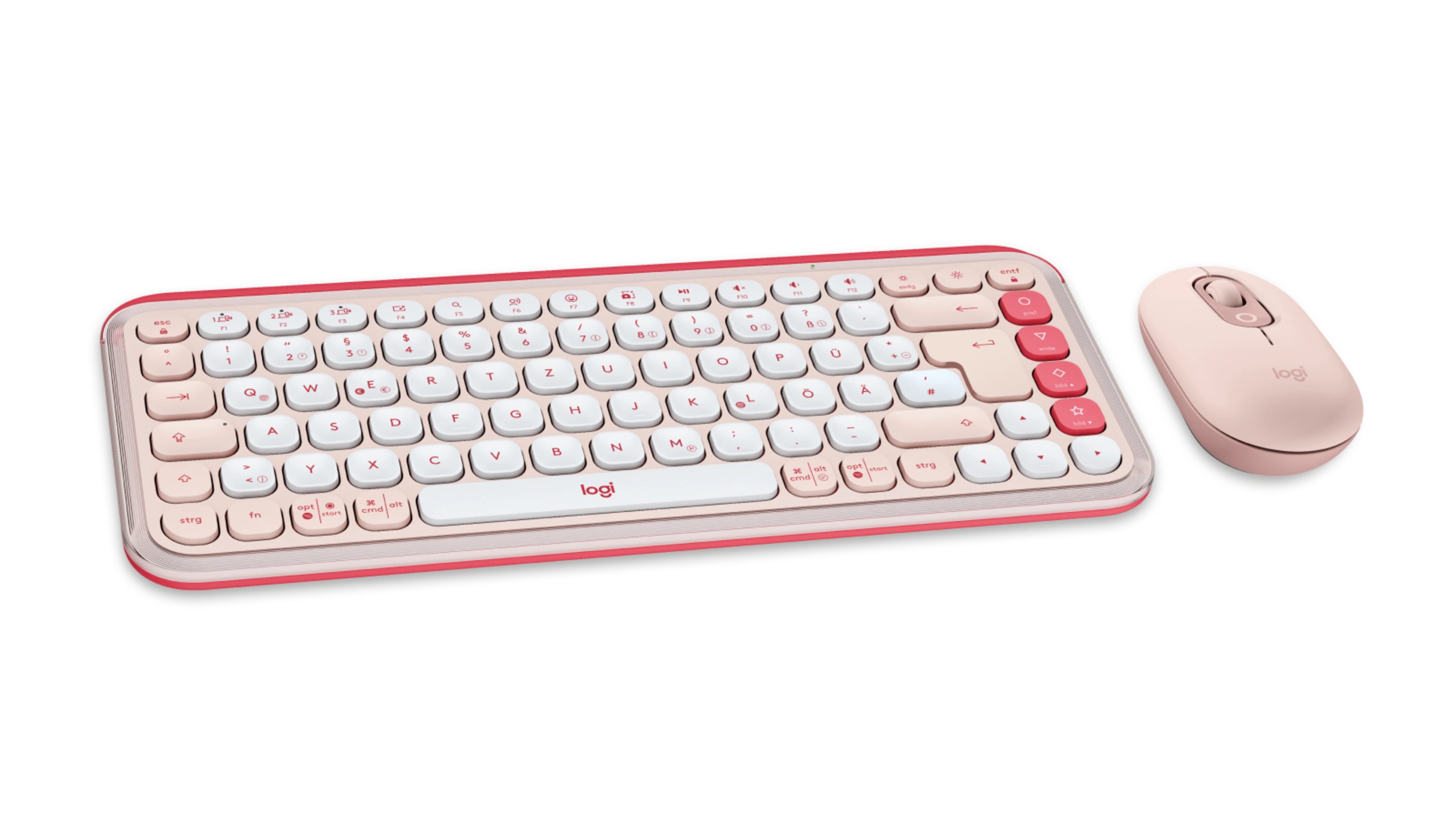 Logitech POP ICON COMBO - ROSE - DEU - CENTRAL-419 Gaming-Tastatur (Hergestellt aus recyceltem Kunststoff)
