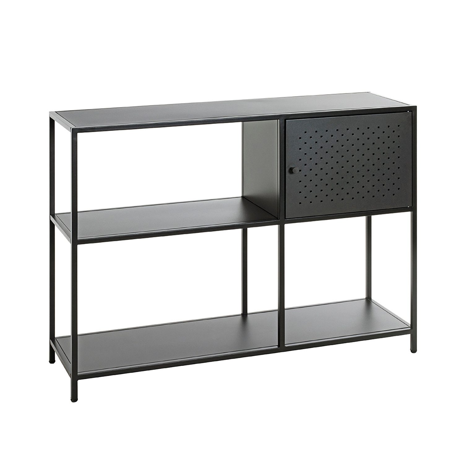 HAKU Regal Standregal - schwarz aus Metall - H. 75cm x B. 100cm - Wohnzimmer, 1xRegal, Bücherregal - Lagerregal - Ablagen - Küchenregal