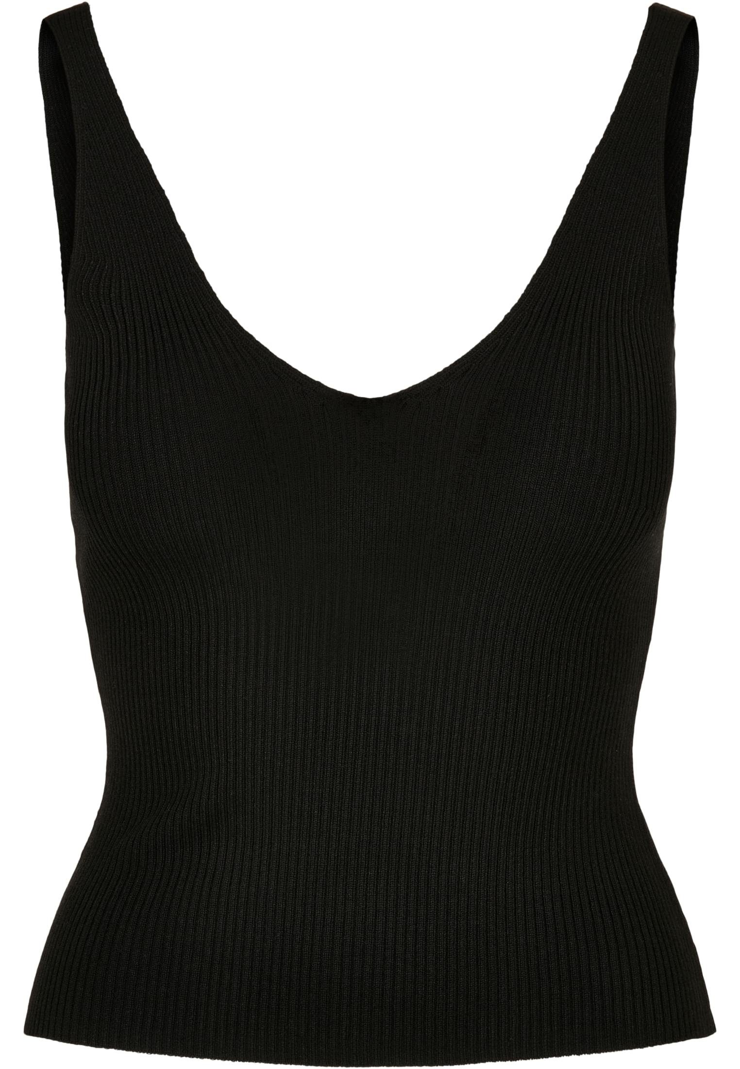 Rib Knit T-Shirt black Ladies URBAN (1-tlg) Top Damen CLASSICS