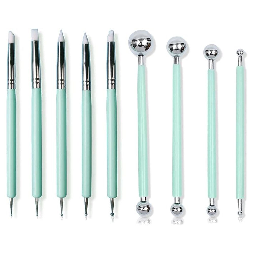 AFKSMILE Modellierwerkzeug 9 Stücke Modellierwerkzeug Töpferwerkzeug Ton Schnitzwerkzeug Set, (9 St), Doppelseitige Modellierwerkzeuge Modellierkugel und weiche Gummispitze