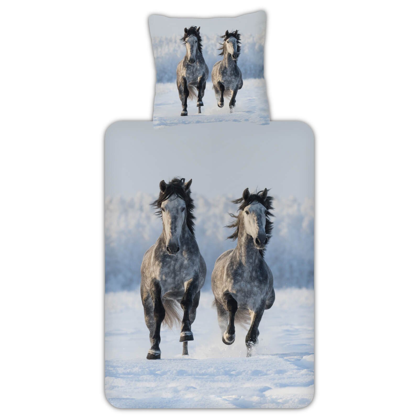 ESPiCO Kinderbettwäsche Schneepferde, Flanell, 2 teilig, Tiermotiv, Winter, günstig online kaufen