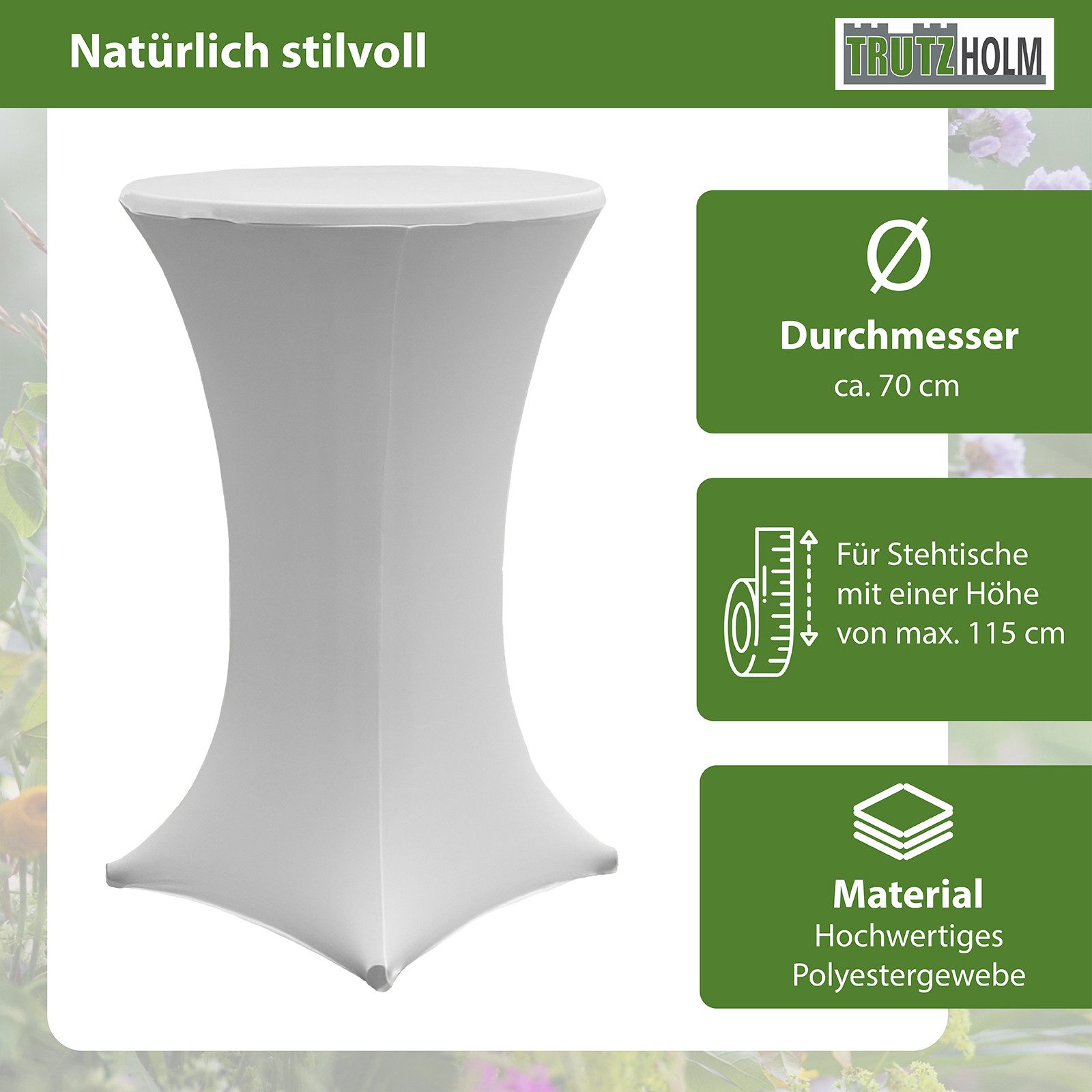 TRUTZHOLM Stehtischhusse 2x Stehtischhusse Stretch 70 cm weiß Tischdecke Hu günstig online kaufen