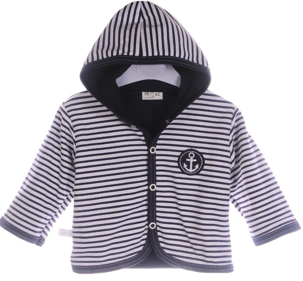 La Bortini Sweatjacke Baby Jacke leichtes Jäckchen Kapuzenjacke gestreift 50 56 62 68 74 80 86 92 98, aus reiner Baumwolle