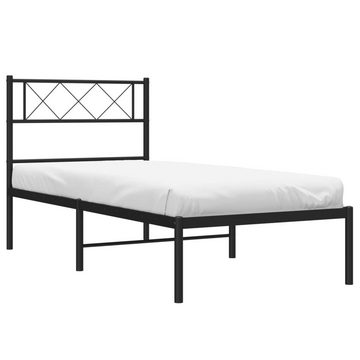 vidaXL Bett Bettgestell mit Kopfteil Metall Schwarz 75x190 cm