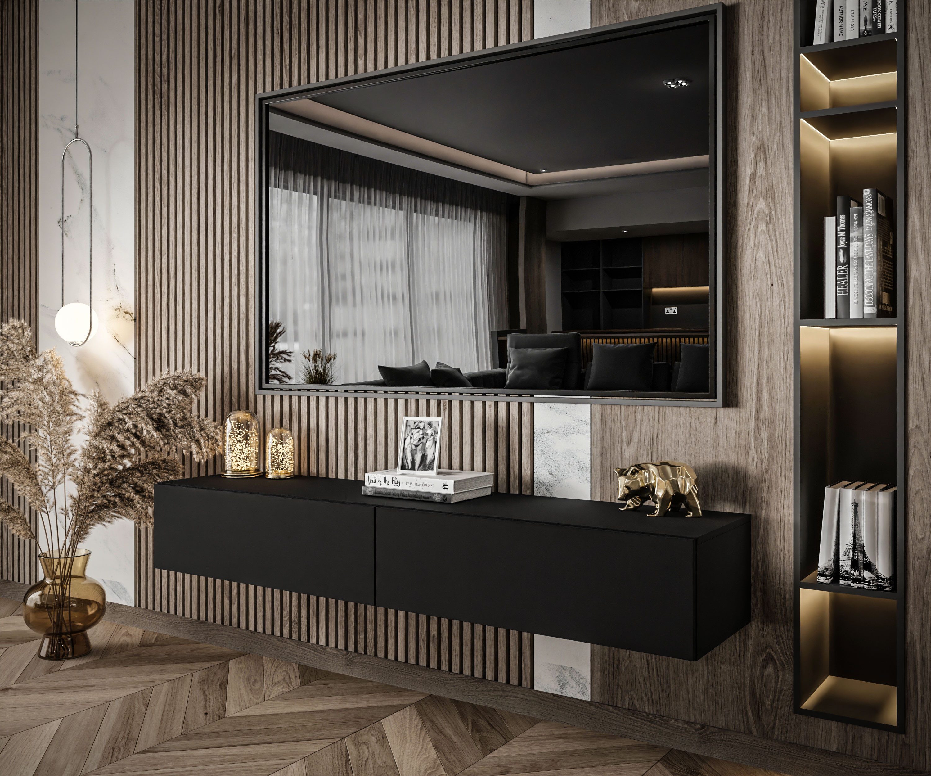 Lookway Lowboard COLETTE Matt 175 cm Hängeschrank mit LED Beleuchtung günstig online kaufen