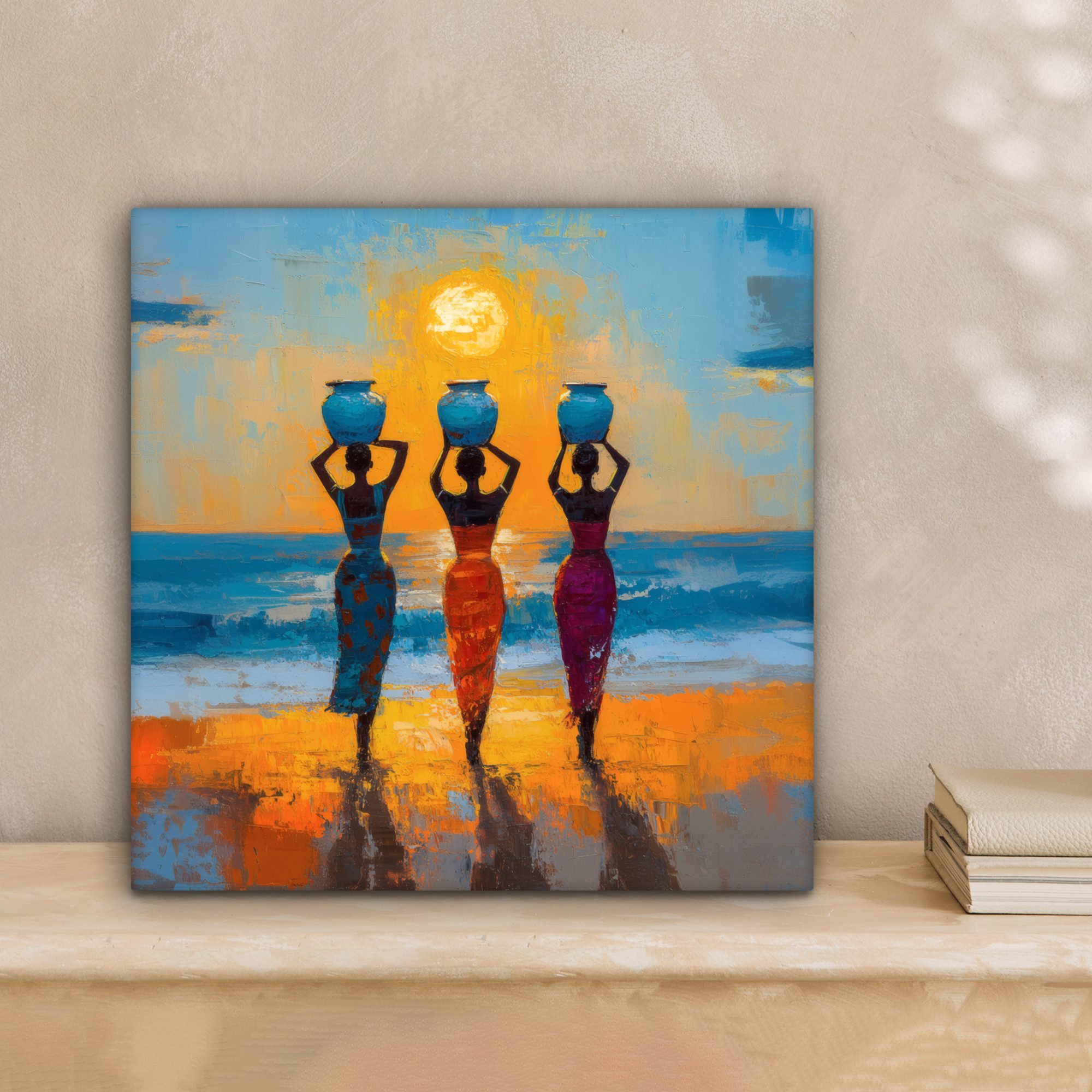 OneMillionCanvasses® Leinwandbild Frauen - Strand - Sonnenuntergang, Fotodr günstig online kaufen
