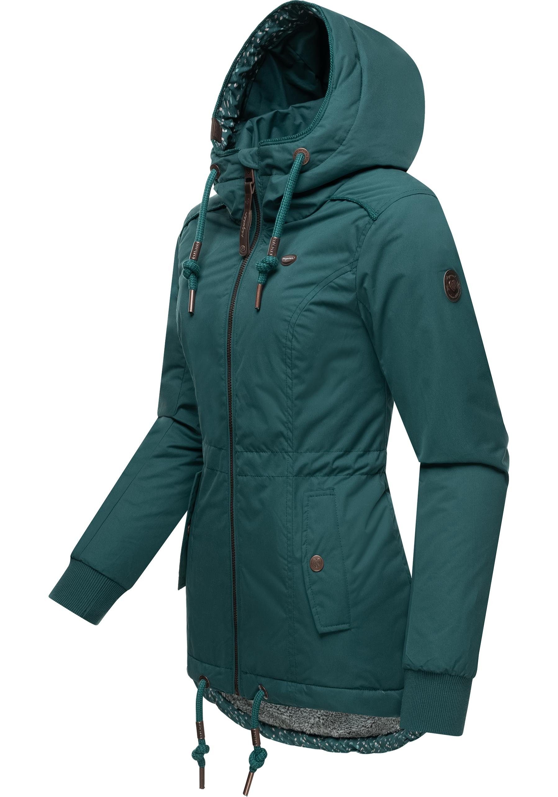 mit Outdoorjacke Winterjacke Winter Kapuze YM-Danka grasgrün Ragwear stylische