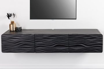 riess-ambiente TV-Board WAVE 160cm schwarz (Einzelartikel, 1 St), Wohnzimmer · Massivholz · Mangoholz · hängend · Retro Design