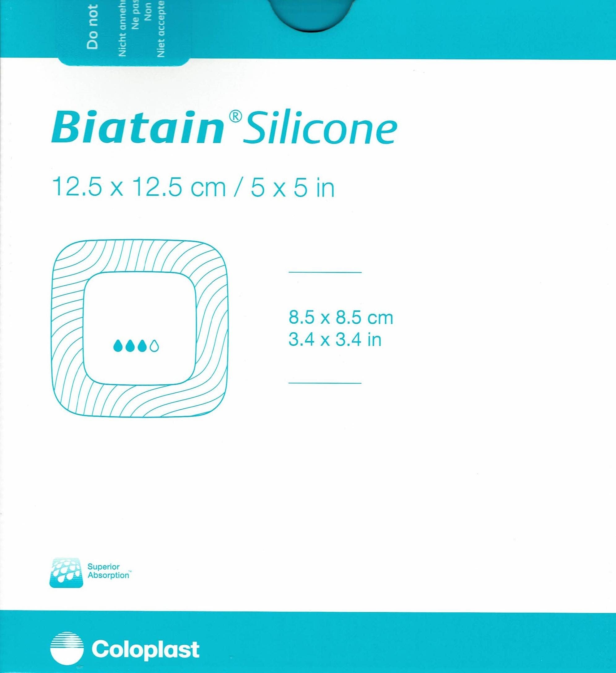 Coloplast Gips-und Verbandschutz BIATAIN Silicone Schaumverband 12,5x12,5 cm, Saugfähiger Schaumverband
