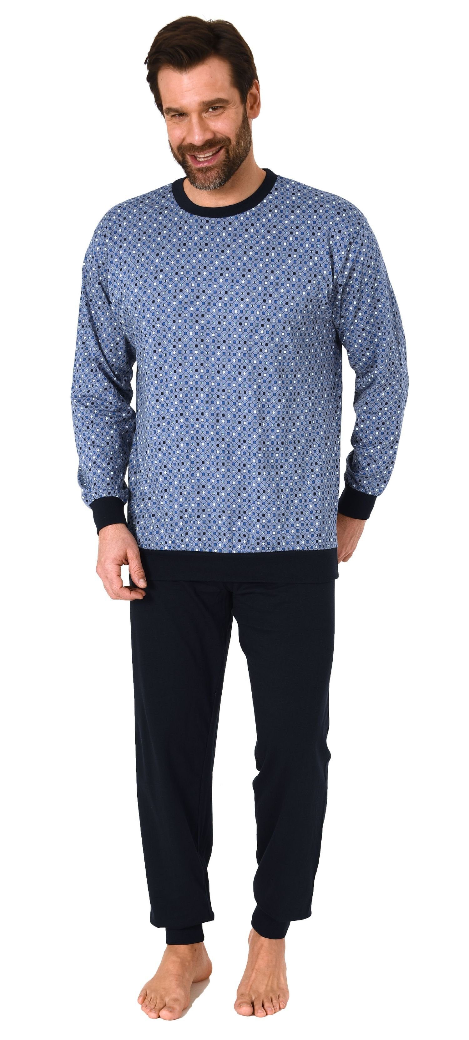 RELAX by Normann Pyjama Herren Schlafanzug langarm mit Bündchen in Minimal- günstig online kaufen