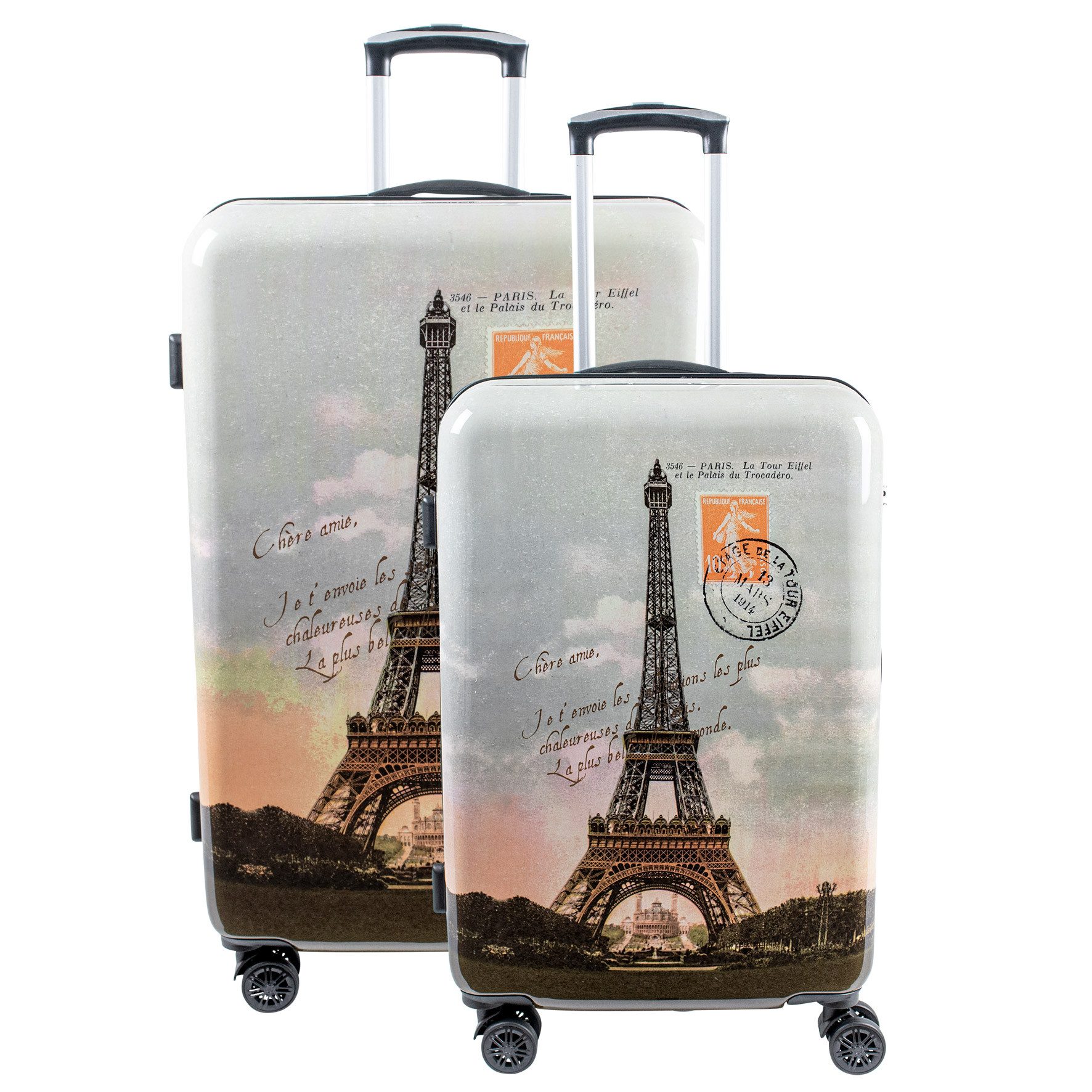 Crosstravel Kofferset Voyage, 4 Rollen, (Größe M+L, 2 tlg., Hartschalen Trolley Set), Ihr stylischer und funktionaler Begleiter für jede Reise!