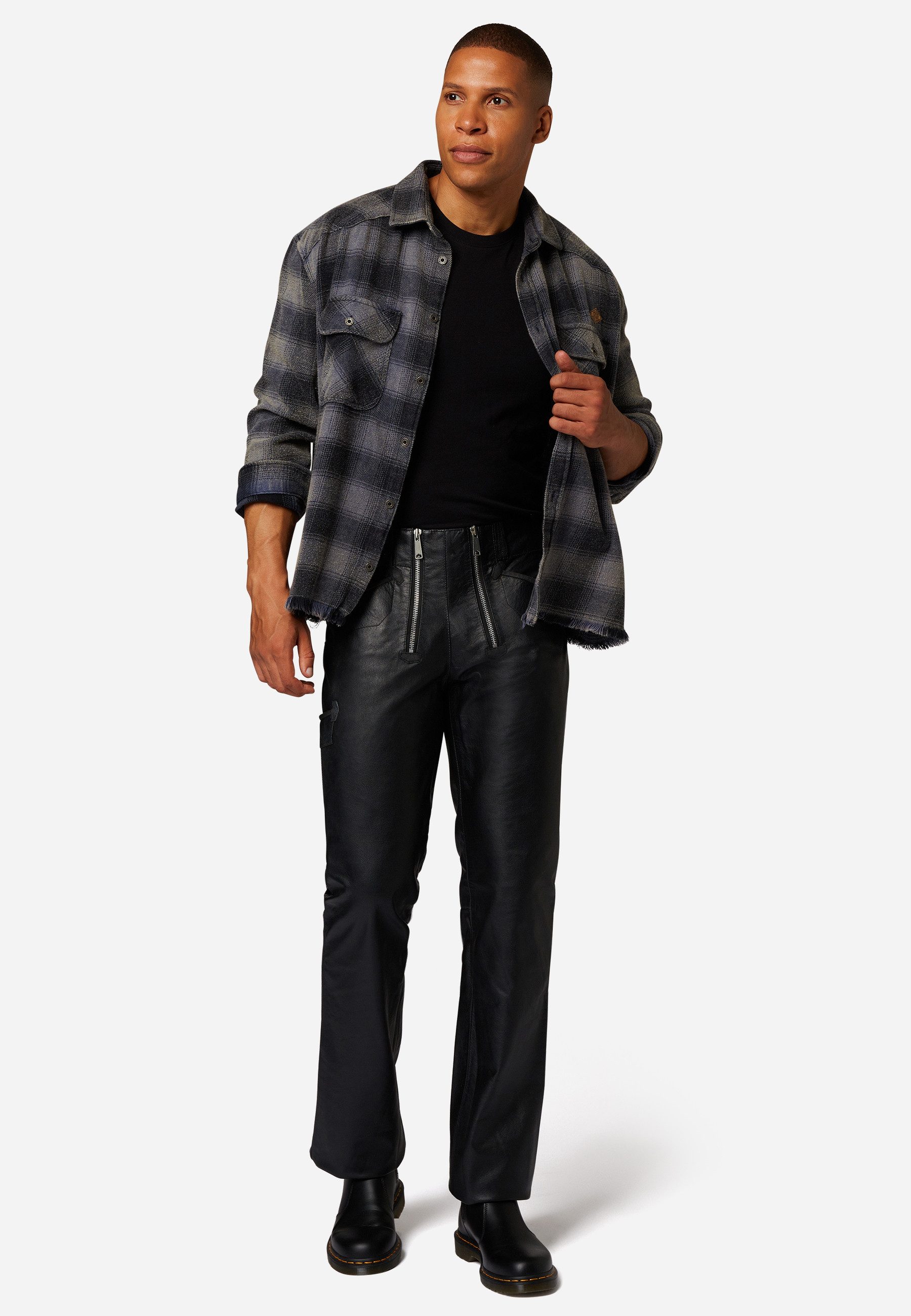 RICANO Lederhose RT-105 Zimmermannshose Leder Zimmermannshose mit Straight Leg Cut