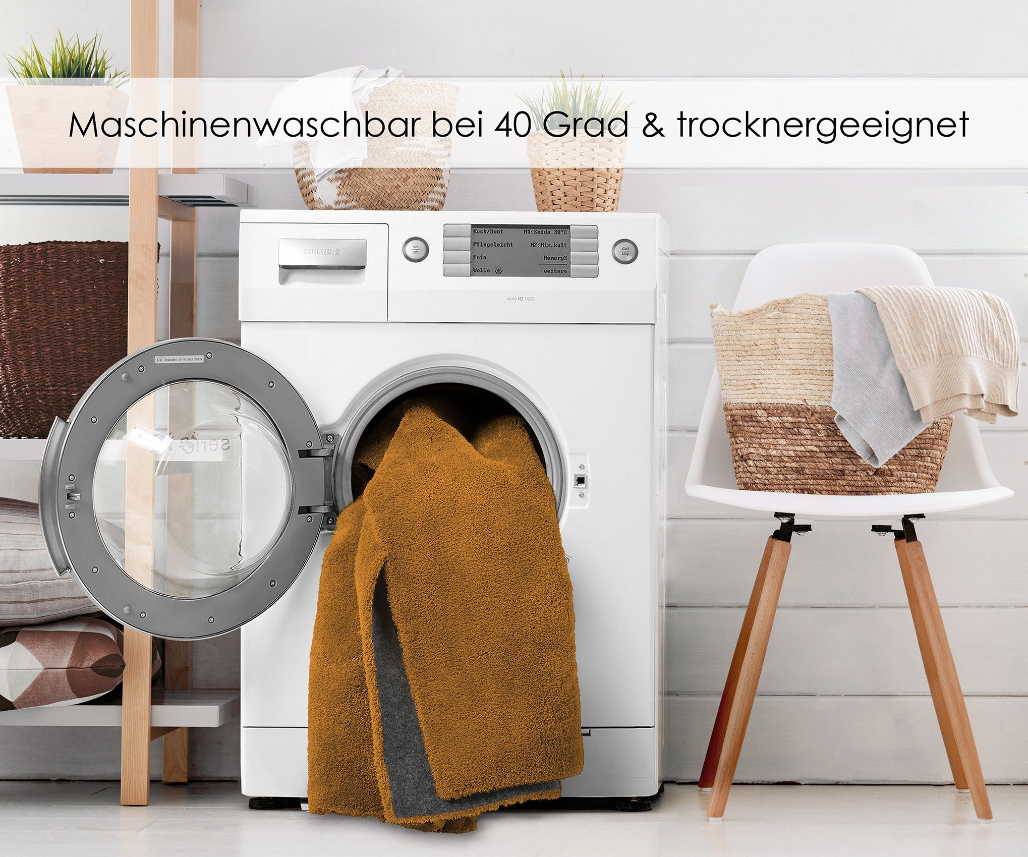 DomDeco Teppich Waschbarer Teppich FEEL Gold, 60 x 115 cm