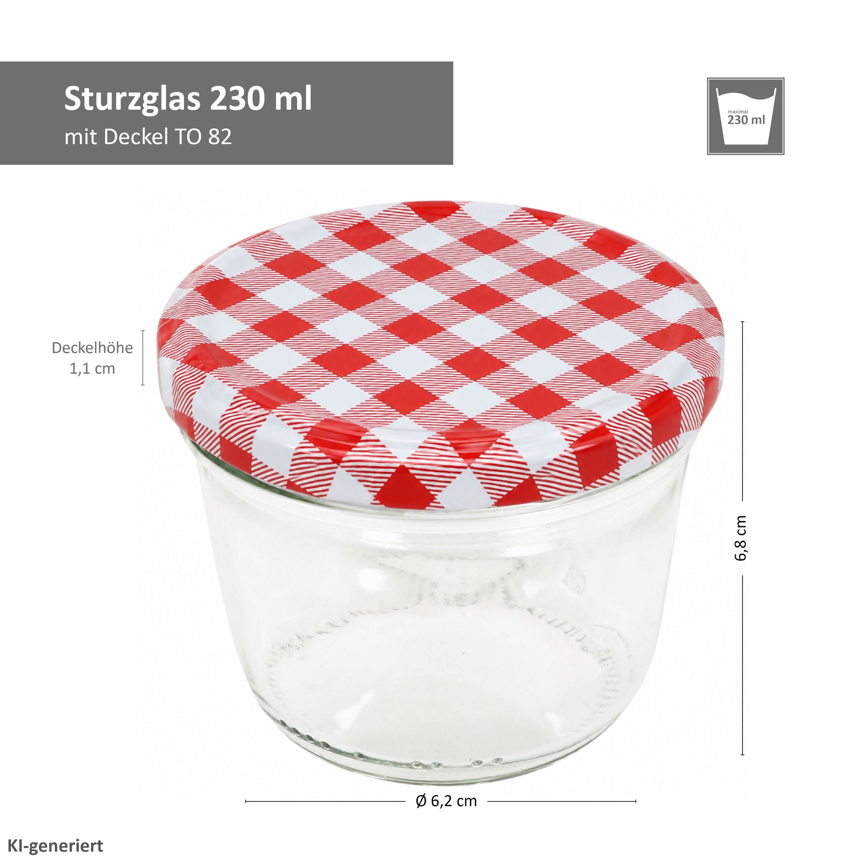 MamboCat Einmachglas 100er Set Sturzglas 230 ml Einmachglas To 82 rot karierter Deckel, Glas – Bild 5 von 5