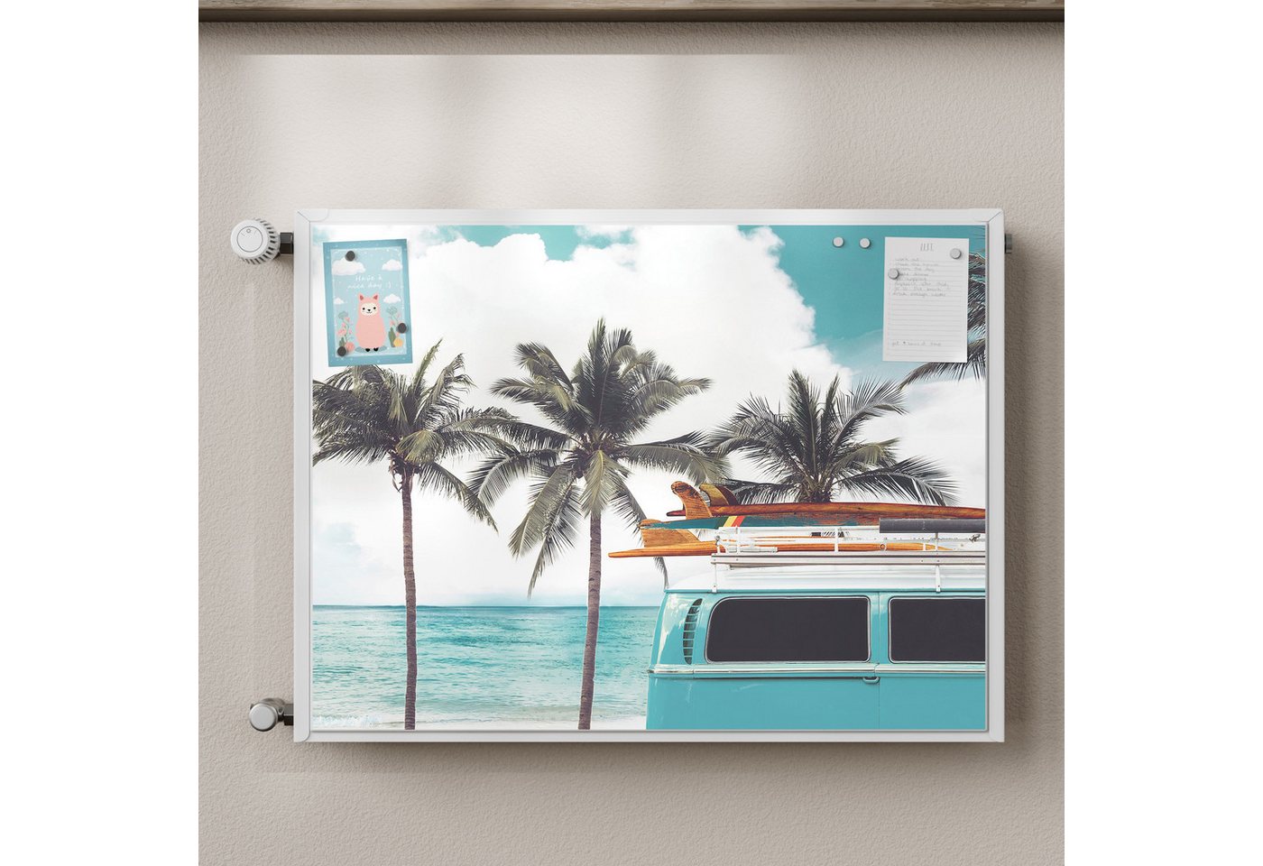 Thumbnail - DEQORI Magnetfolie 'Vintage Strandtag', beschreibbar Heizung Magnetmatte magnetisch Magnetfolie