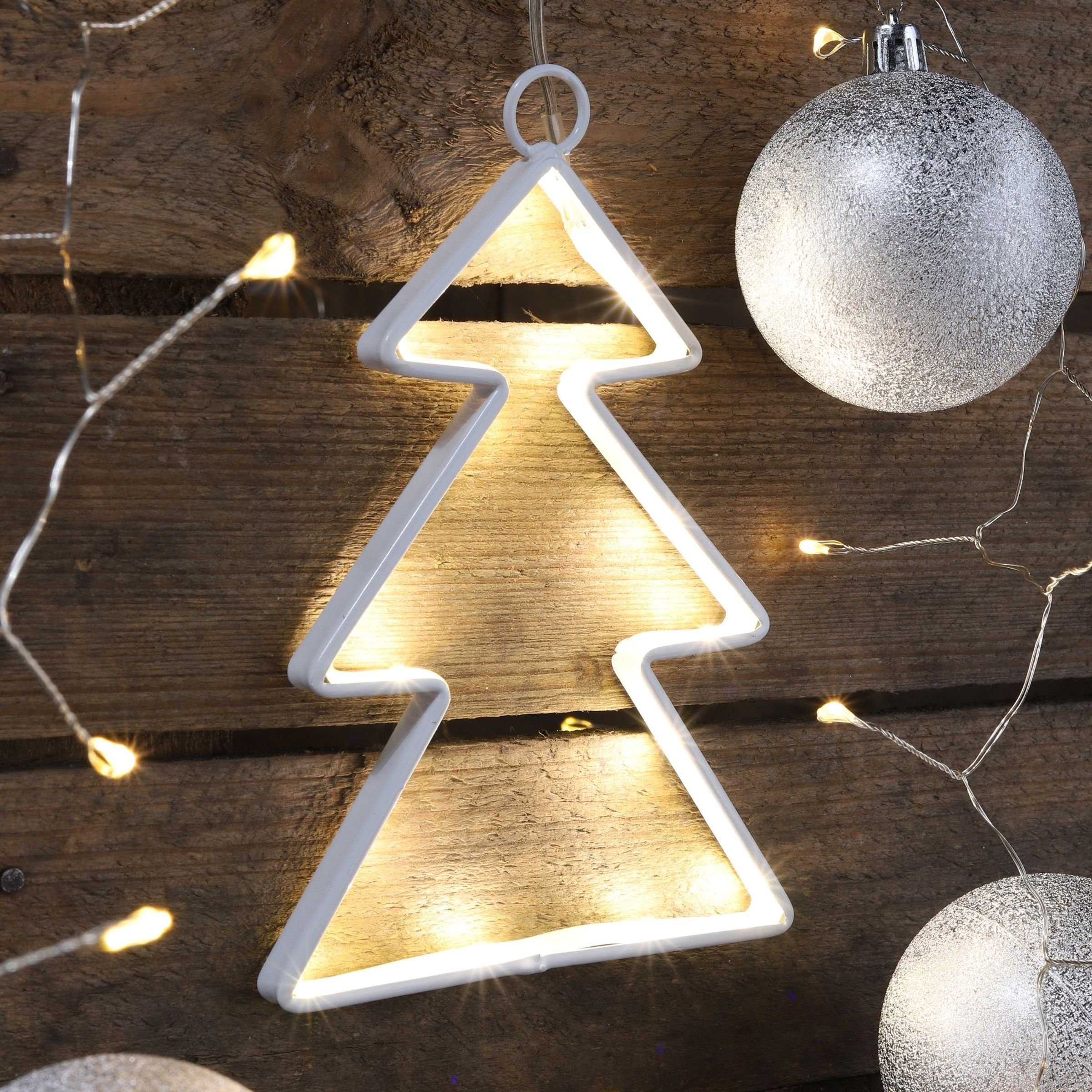 Gravidus Weihnachtsfigur Weihnachtsbaum LED Metall in Weiß