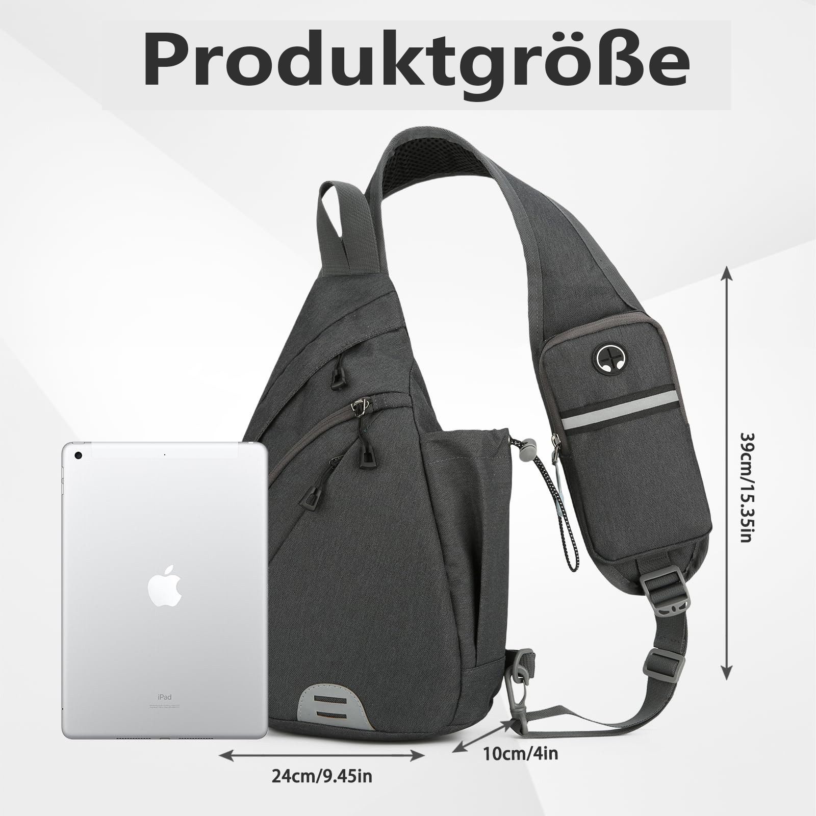 Zaewry Umhängetasche Sling Chest Crossbody Bag,Wasserdicht Schultertasche,mit Kopfhörerloch, Geeignet für Reisen, Fitnessstudio, Wandern, Büro, Radfahren usw.
