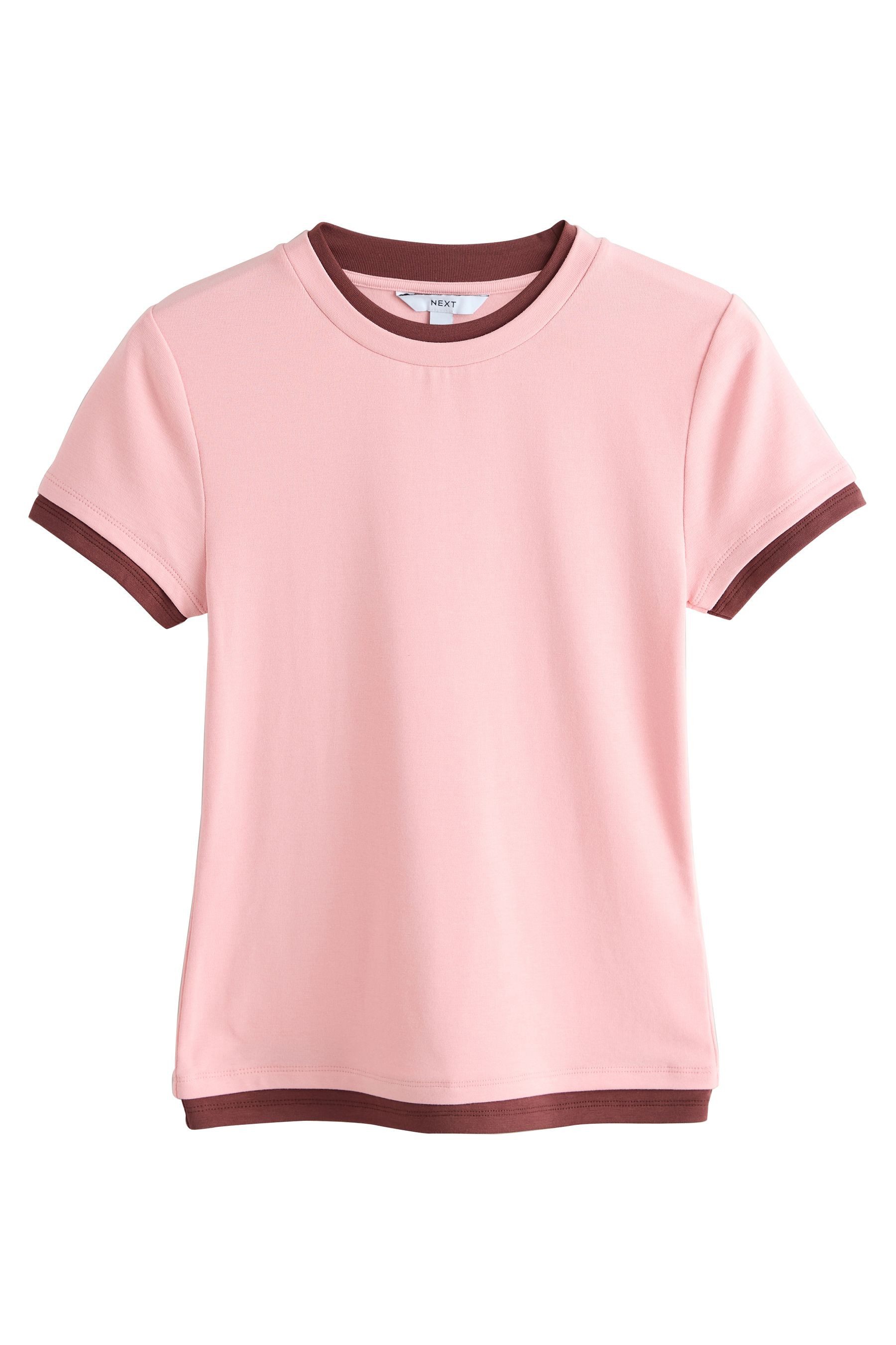 T-Shirt Kurzarm-T-Shirt mit Rundausschnitt in Lagenoptik