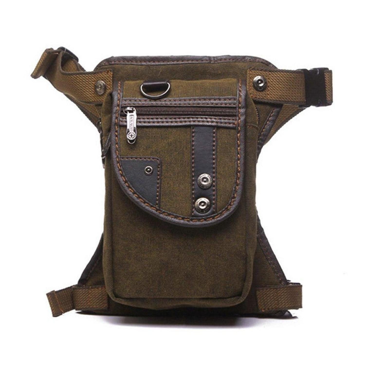 LuxusKollektion Beintasche Beintasche Motorrad Canvas Reitertasche Hüfttasche #05kaffee