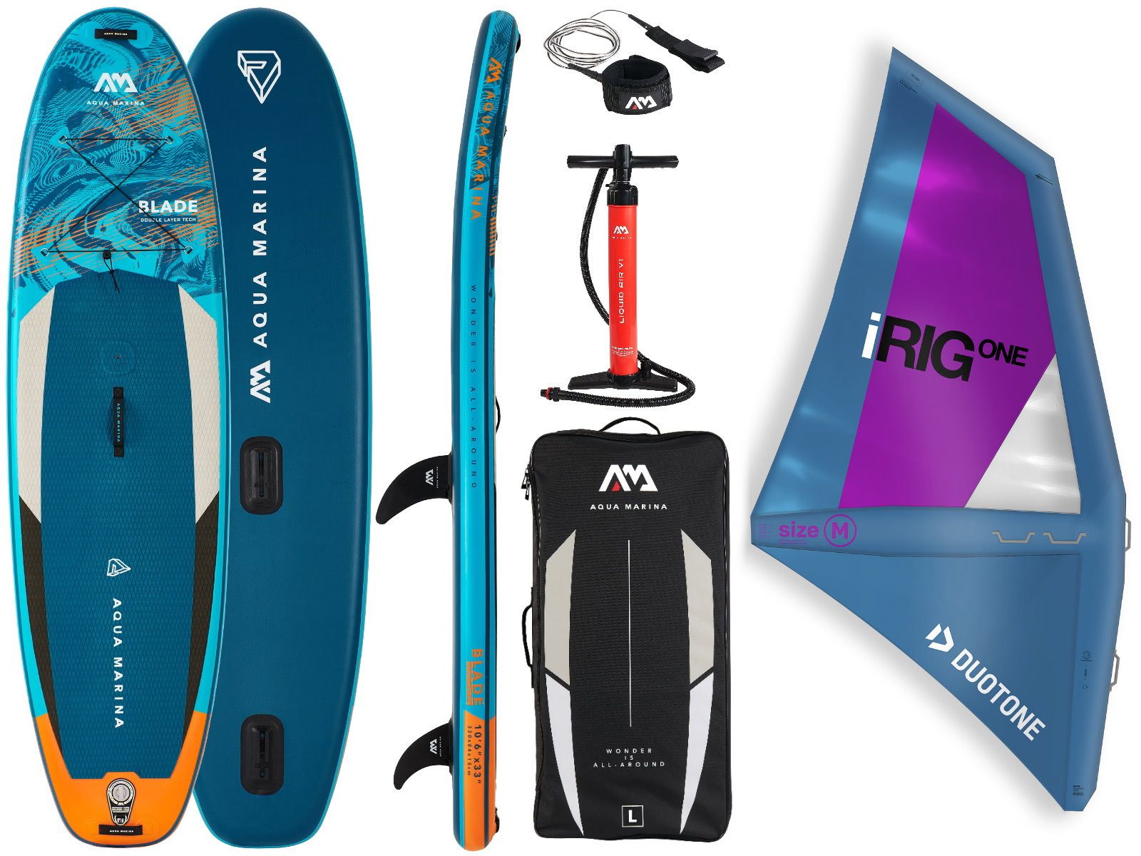 SUP-Board AQUA MARINA BLADE 10\'6 Windsurf Board SUP mit aufblasbarem iRIG