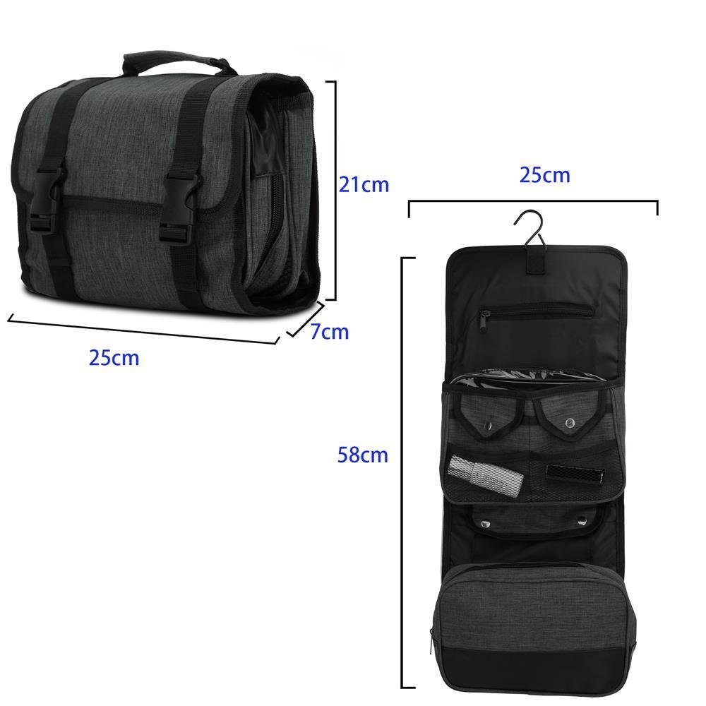 mit Kunststoff Faltbarer aufhängbar Reisetasche (Faltbare Reisetasche Kulturbeutel SCHWARZ), Intirilife in Schnallen