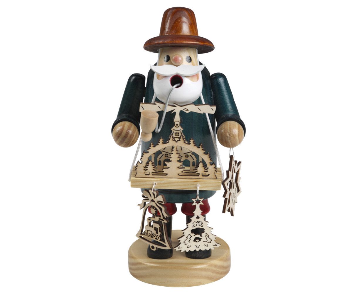 Kaladia Räuchermännchen Leuchtenhändler - aus Holz - 9,5x8,5x18,5 cm - für Räucherkerzen M, Perfekt für Sammlungen, Dekorationen oder als Weihnachtsgeschenk