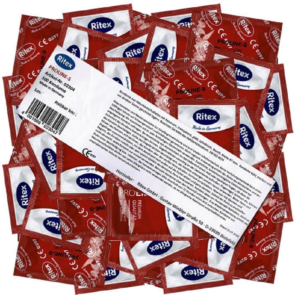 Beutel Kondome besonders mit ProLine schlanker S Passform Kondome Gefühl sicheres St., mit, für ein Ritex 100