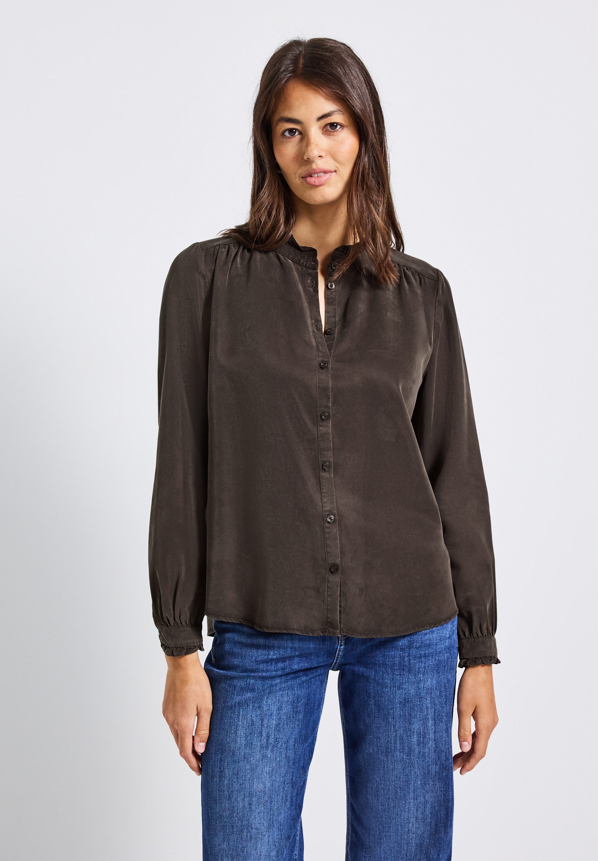 STREET ONE Langarmbluse mit Rüschendetails, Washed günstig online kaufen