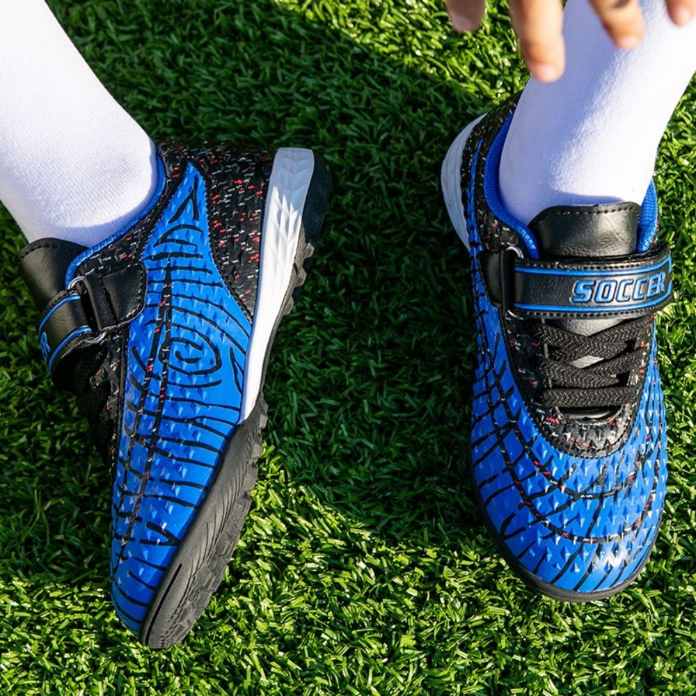 Fußballschuh mit Outdoor-Schuhe HUSKSWARE Kinder blau für schwarz (Turnschuhe Klettverschluss)