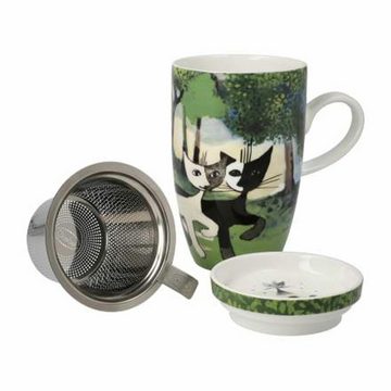 Goebel Tasse mit Deckel und Sieb Una passeggiata nel verde, Fine Bone China