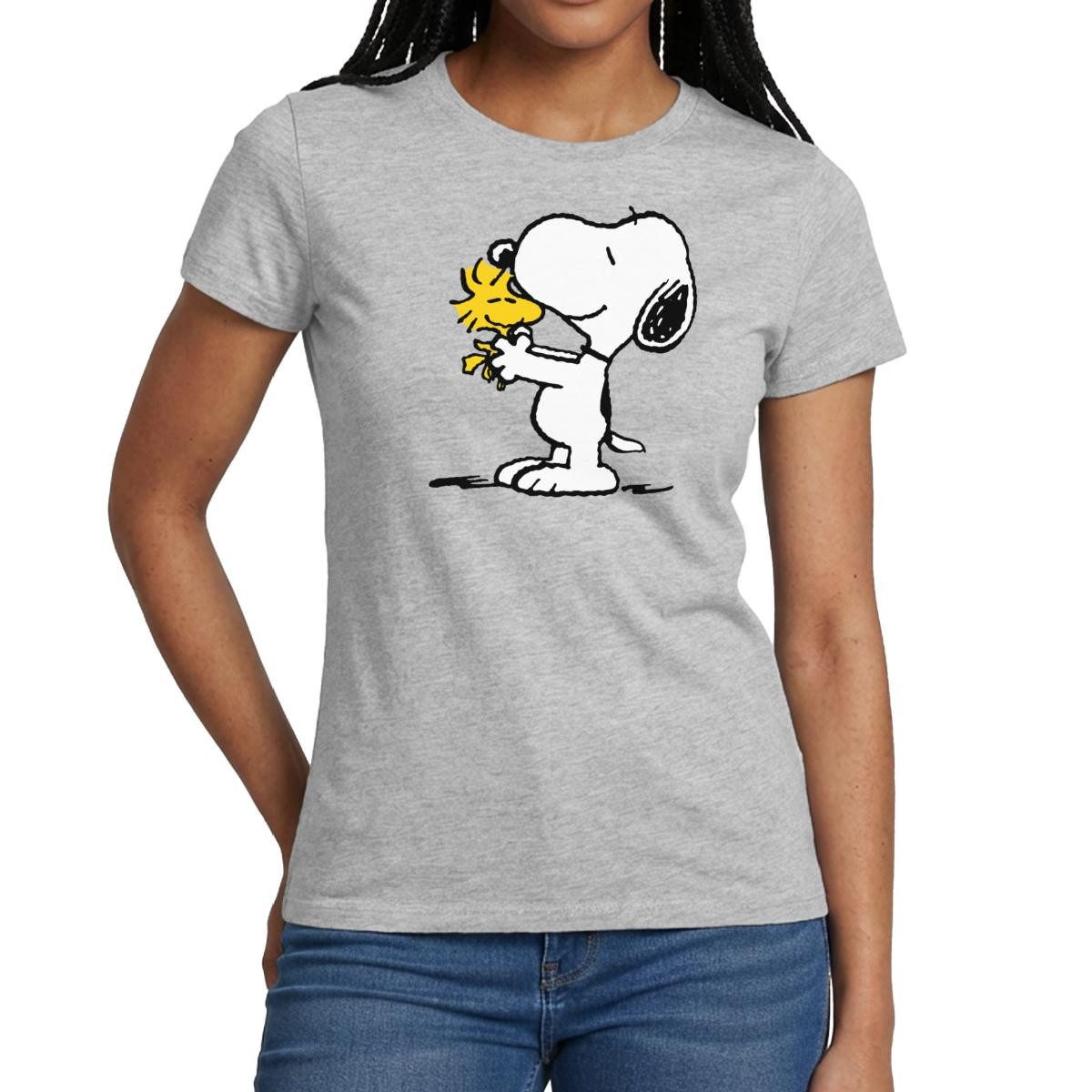Spreadshirt T-Shirt Peanuts Snoopy Und Woodstock Frauen T-Shirt (1-tlg) Slim Fit, fällt klein aus
